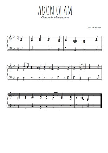 Téléchargez l'arrangement pour piano de la partition de Adon Olam en PDF